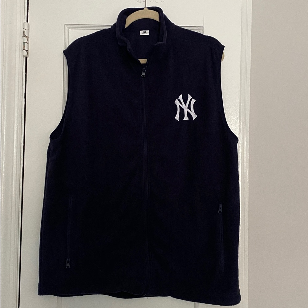 Men's Navy Sleeveless Fleece Vest with White Logo
